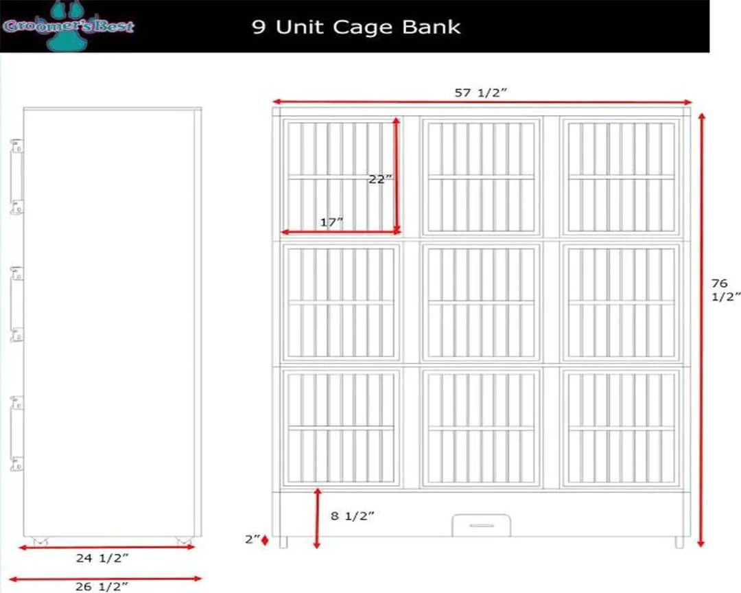 Groomer's Best 9-Unit Cage Bank - Image 4